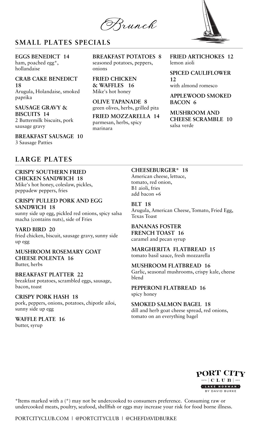 Port City Club : Menu