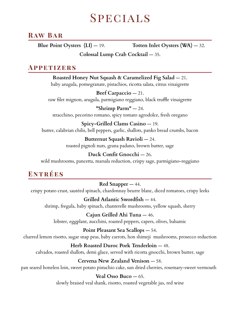 Menus – New | La Griglia