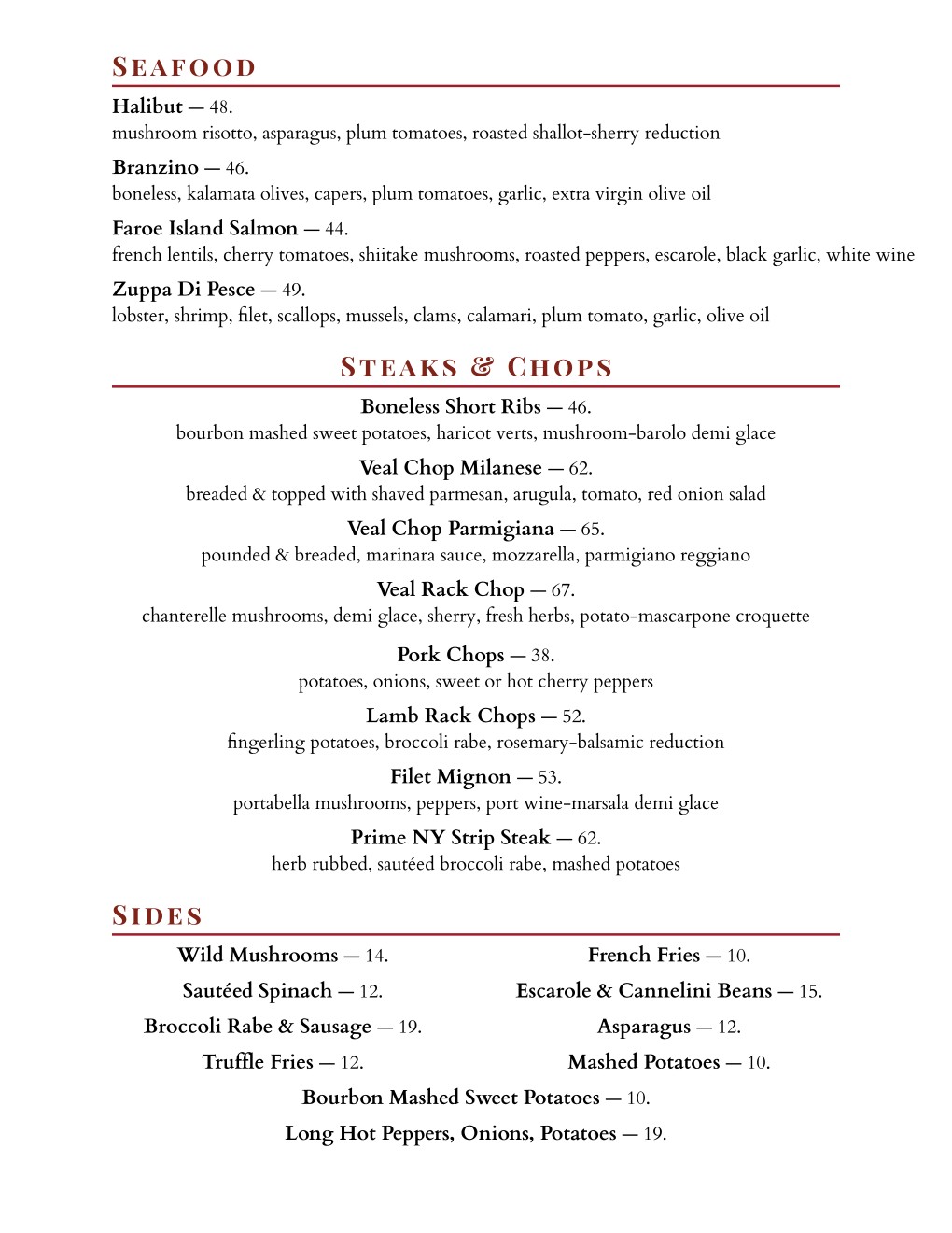 Menus – New | La Griglia